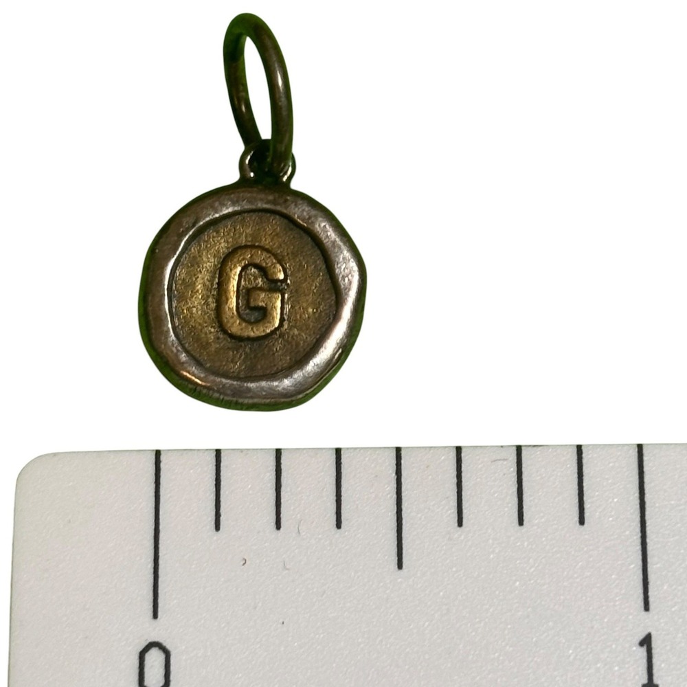 Waxing Poetic Insignia Initial G Charm Pendant Sterling Silver Brass Wax Seal